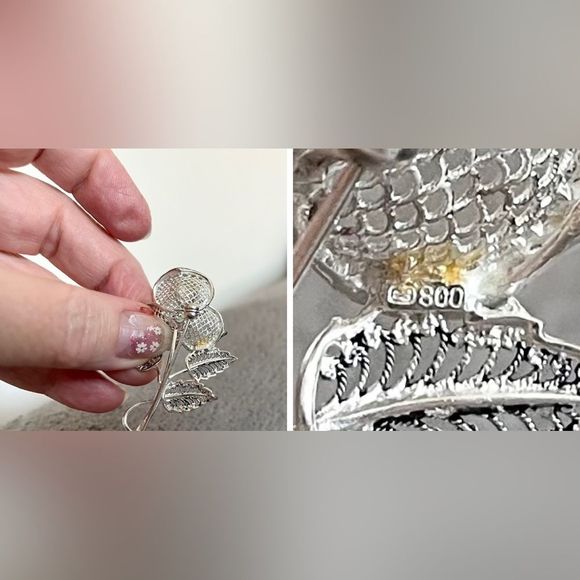 Vintage sterling rose brooch - Picture 11 of 11